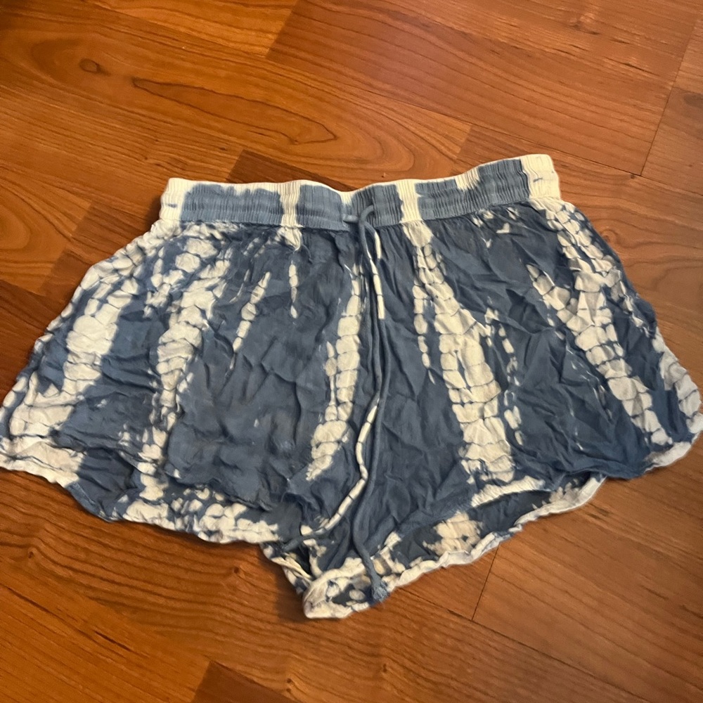 Blue tye dye beach shorts